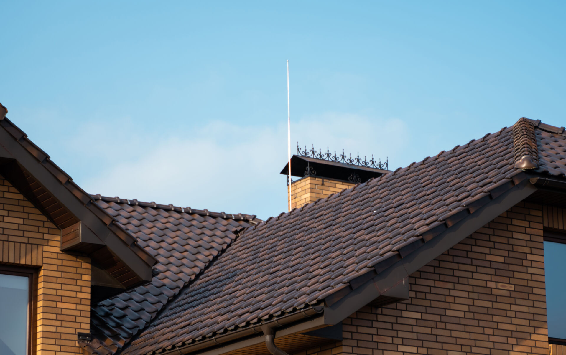 New roof slate tiled pitched roof