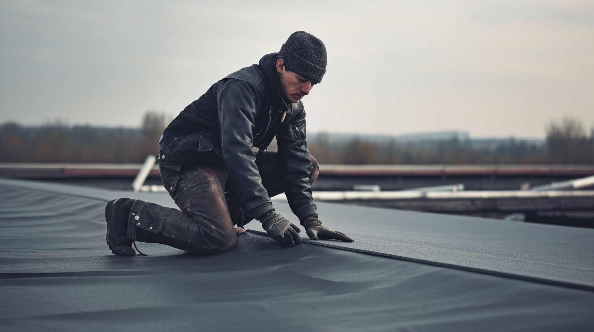 Laying felt for flat roof installation