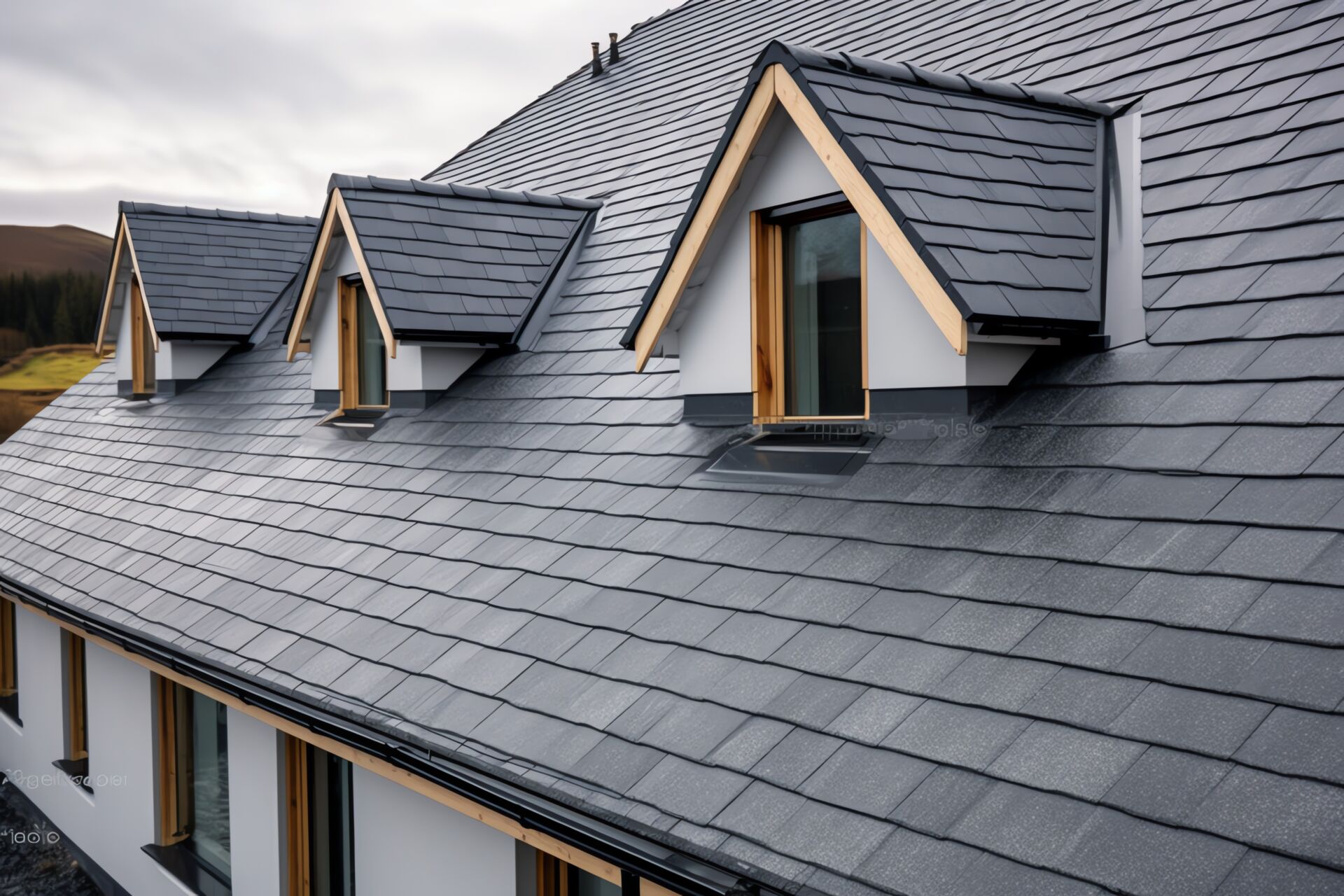 Modern house with tiled roofing