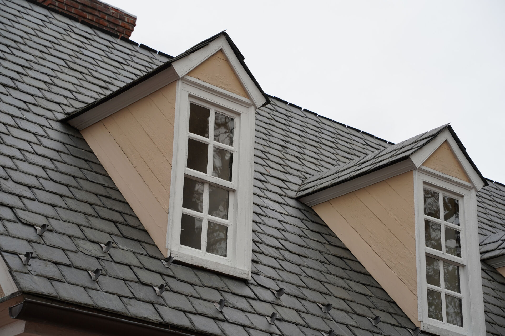 House with pitched roof tiling